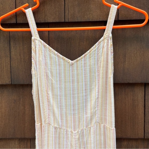 Roxy Feelings Explained Banana Creme Maui Stripe Cropped Jumpsuit Size XSmall - Picture 4 of 16